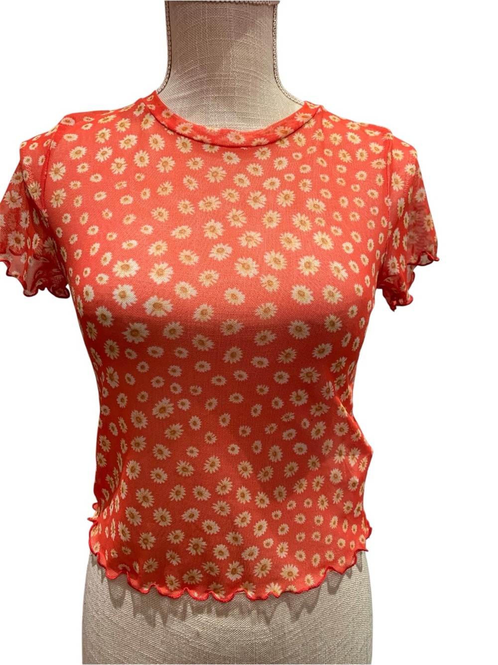 NWT! GAZE USA MESH FLORAL CROP TOP. EXCELLENT CONDITION!